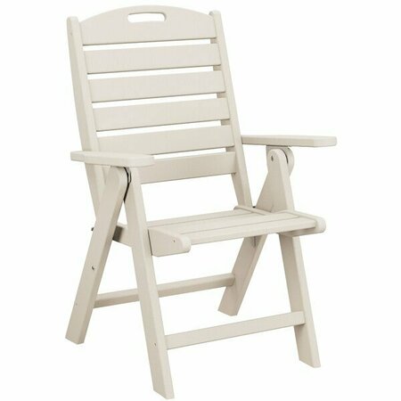 POLYWOOD Nautical Sand Folding High Back Chair 633NCH38SA